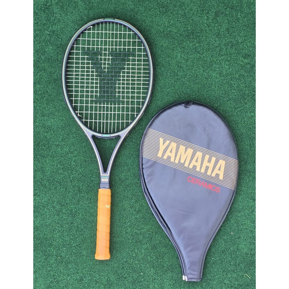 Vintage YAMAHA Bronze Ceramic Series 100 Tennis Racquet With Cover 4 1/4" Grip